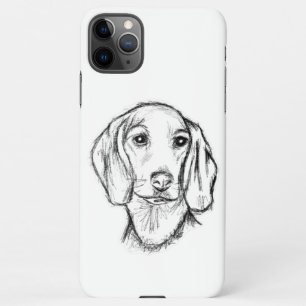 dachshund hand drawn sketch black white puppy dog  iPhone 11Pro max case