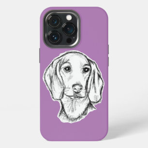dachshund hand drawn sketch black white puppy dog iPhone 13 pro case