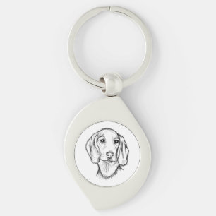 dachshund hand drawn sketch black white puppy dog key ring