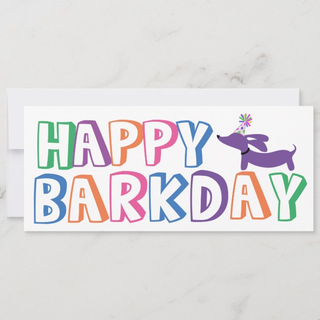 Dachshund Happy Birthday Card Long (Front)