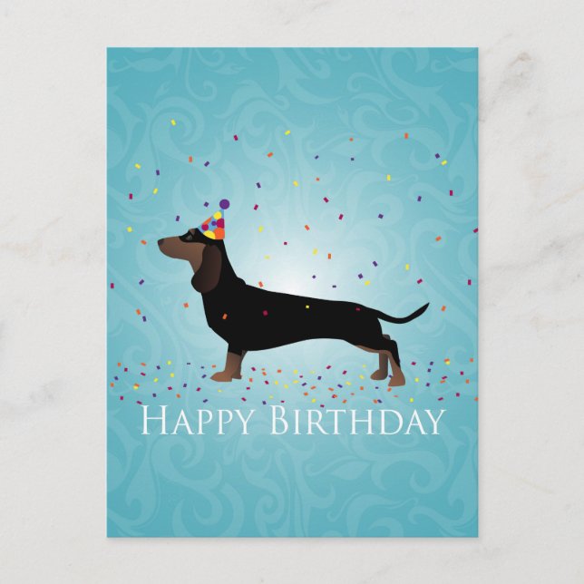 Dachshund Happy Birthday Design Postcard (Front)