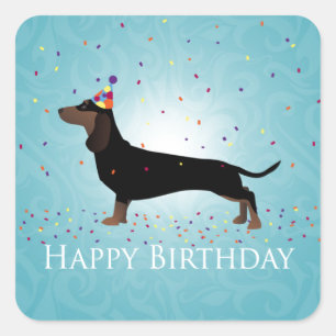Dachshund Happy Birthday Design Square Sticker