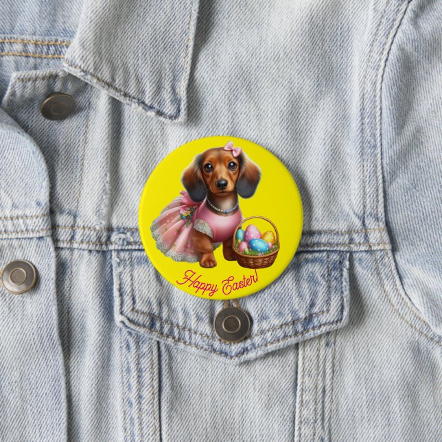 Dachshund Happy Easter Button (In Situ)