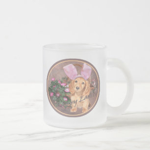 Dachshund Happy Easter Frosted Glass Coffee Mug