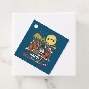 Dachshund Happy Hallothanksmas Halloween Thanksgiv Favour Tags