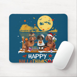 Dachshund Happy Hallothanksmas Halloween Thanksgiv Mouse Mat