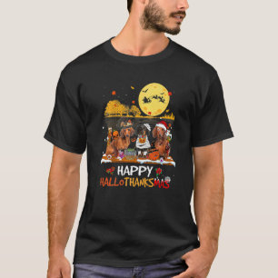 Dachshund Happy Hallothanksmas Halloween Thanksgiv T-Shirt