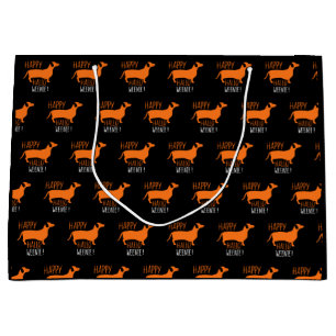 Dachshund Happy Halloweenie! Black Halloween Large Gift Bag
