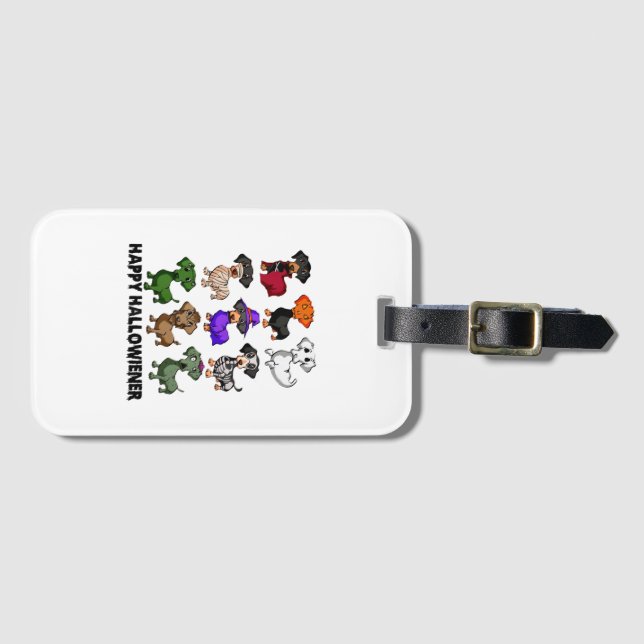 Dachshund Happy Halloweiner Funny Dog Halloween Luggage Tag (Front Horizontal)