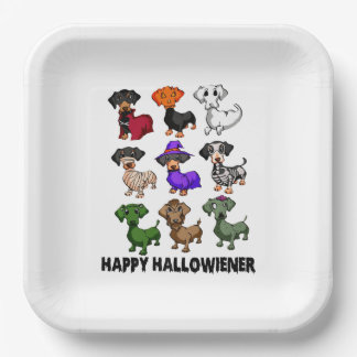 Dachshund Happy Halloweiner Funny Dog Halloween Paper Plate