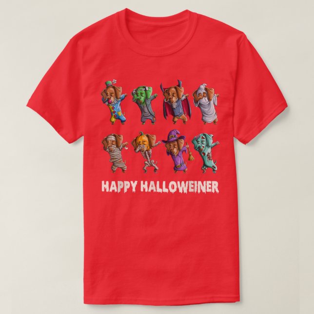 Dachshund  Happy Halloweiner Funny Halloween Dogs  T-Shirt (Design Front)
