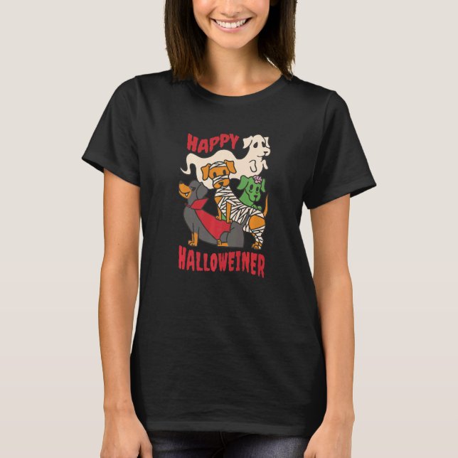 Dachshund Happy Halloweiner  Halloween Dogs T-Shirt (Front)