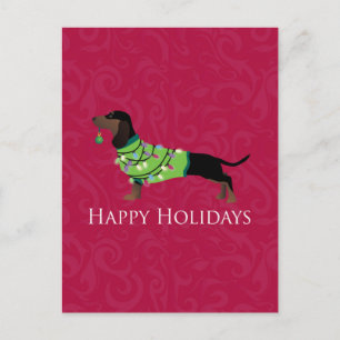 Dachshund Happy Holidays Design Holiday Postcard