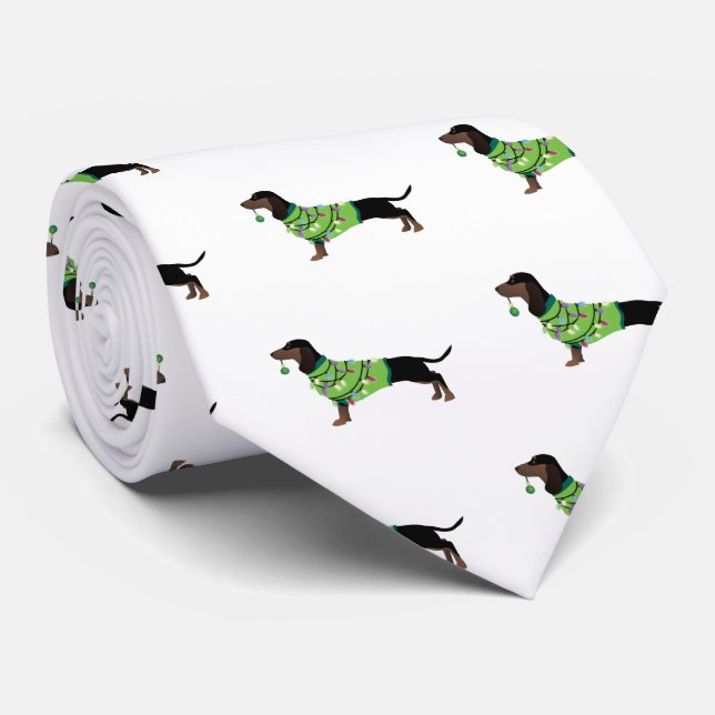 Dachshund Happy Holidays Design Tie (Rolled)