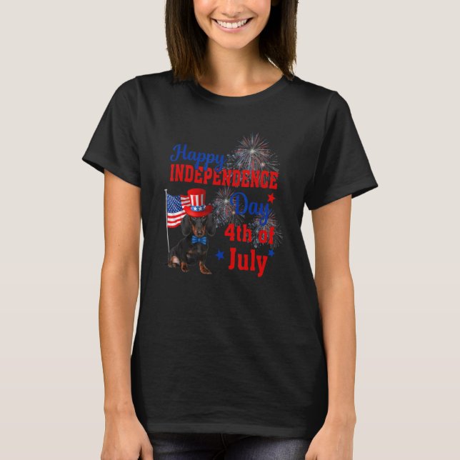 Dachshund Happy Independence Day 4th Of July Ameri T-Shirt (Front)
