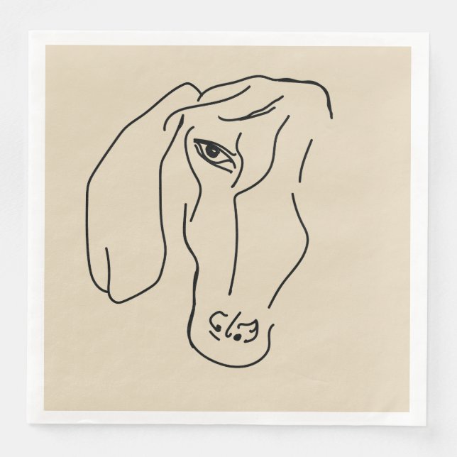 Dachshund Head, Art Drawing  Paper Napkin (Front)