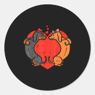 Dachshund Heart Cute Valentines Day Pet Dog Lover Classic Round Sticker