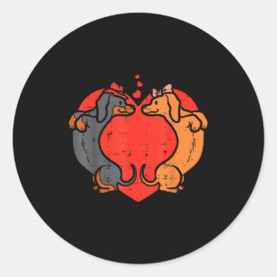 Dachshund Heart Cute Valentines Day Pet Dog Lover Classic Round Sticker
