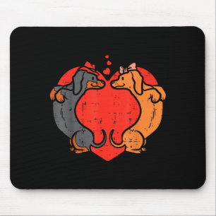 Dachshund Heart Cute Valentines Day Pet Dog Lover Mouse Mat