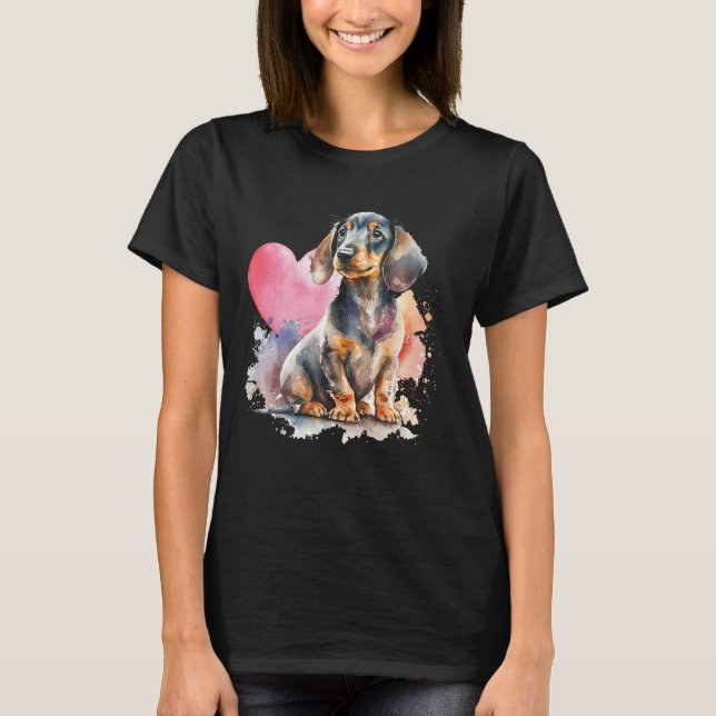 Dachshund Heart  Dog Trainer Pet Owner Breeder Ani T-Shirt (Front)