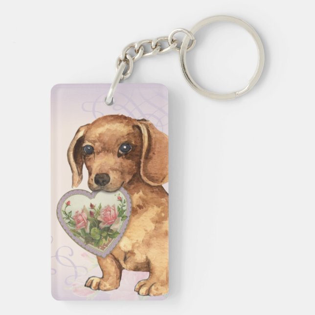 Dachshund Heart Mum Key Ring (Back)