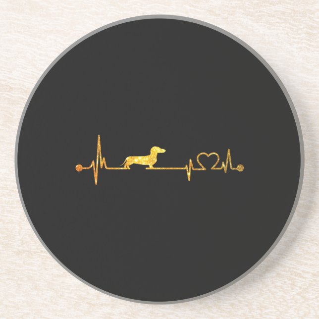 Dachshund Heartbeat Coaster (Front)