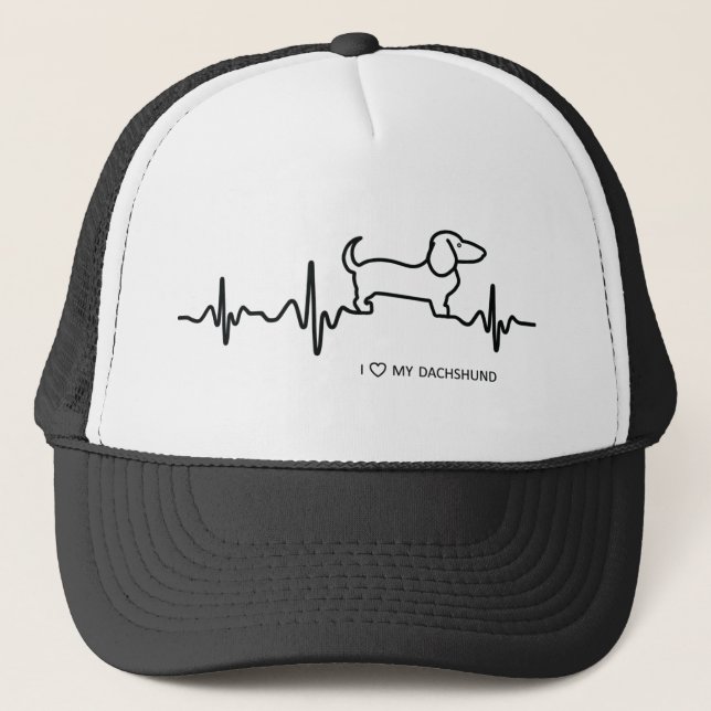 Dachshund Heartbeat Trucker Hat (Front)