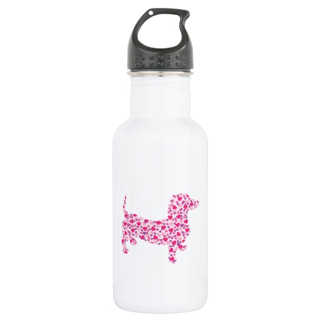 Dachshund Hearts 532 Ml Water Bottle (Front)
