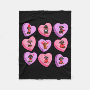 Dachshund Hearts Candy Valentines Weiner Dog Pet L Fleece Blanket
