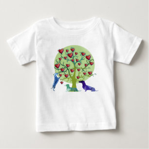 Dachshund Hearts Garden Art Fine Jersey T-Shirt