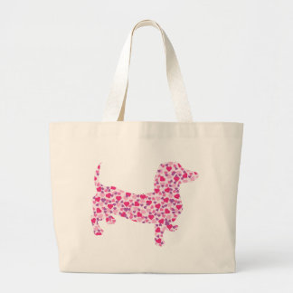 Dachshund Hearts Large Tote Bag