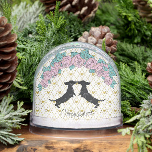Dachshund Hearts Roses Congratulations  Snowglobe