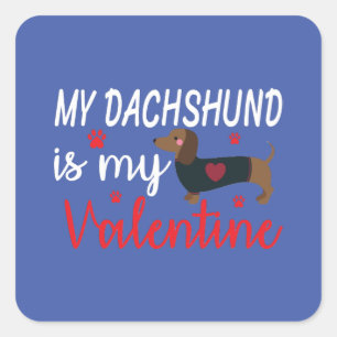 Dachshund Hearts Valentines Day Funny Dog Valentin Square Sticker