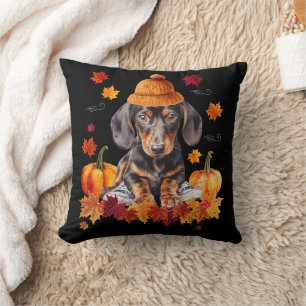 Dachshund Hello Autumn Leaf Fall For Dog Lover Cushion