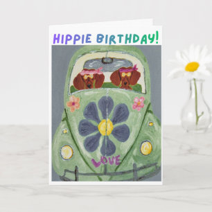 Dachshund Hippie Birthday  Card