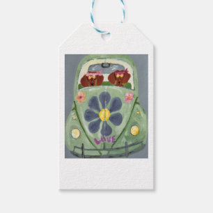 Dachshund Hippies In Their Flower Love Car Gift Tags