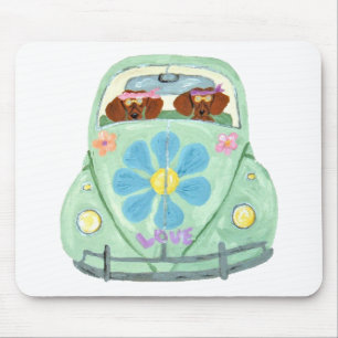 Dachshund Hippies In Their Flower Love Mobile Mouse Mat