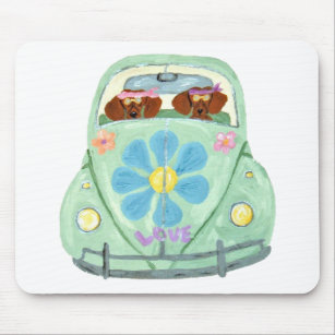 Dachshund Hippies In Their Flower Love Mobile Mouse Mat