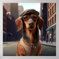Dachshund Hipster Dog Poster