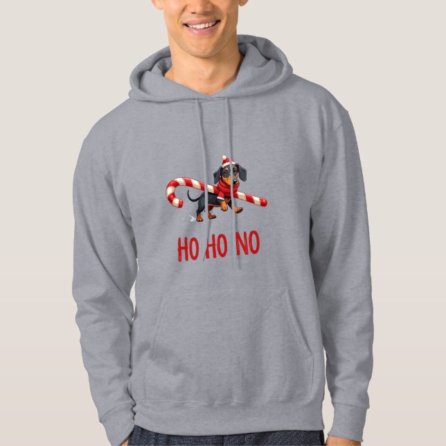 Dachshund Ho Ho No Funny Christmas Hoodie (Front)