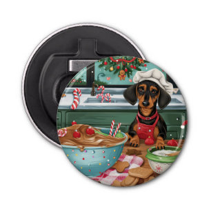 Dachshund Holiday Baking: Festive Christmas  Bottle Opener