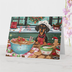 Dachshund Holiday Baking: Festive Christmas  Card