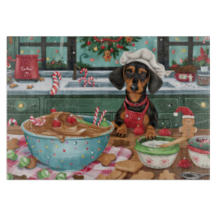 Dachshund Holiday Baking: Festive Christmas  Cutting Board