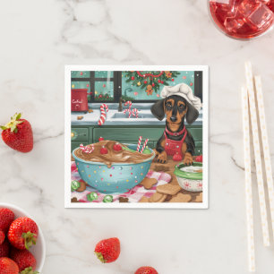 Dachshund Holiday Baking: Festive Christmas Napkin