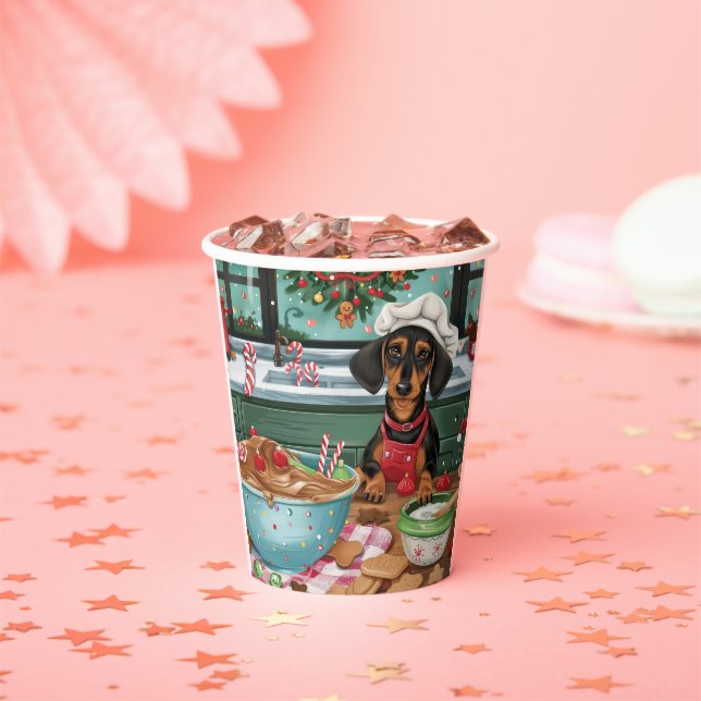 Dachshund Holiday Baking: Festive Christmas  Paper Cups (Insitu)