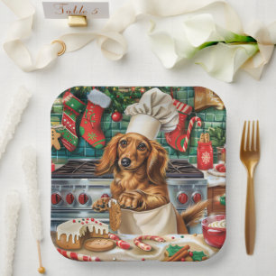 Dachshund Holiday Baking: Festive Christmas Paper Plate
