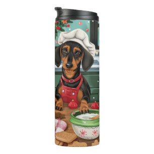 Dachshund Holiday Baking: Festive Christmas Thermal Tumbler