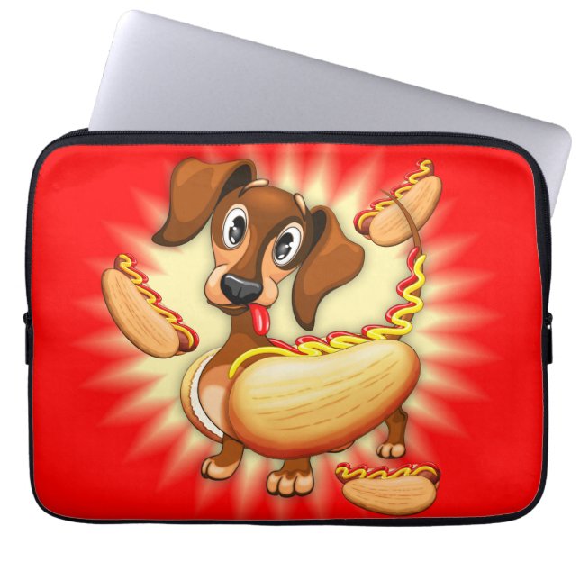 Dachshund Hot Dog Cute and Funny Character Laptop Sleeve (Front)