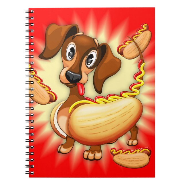 Dachshund Hot Dog Cute and Funny Character Notebook (Front)