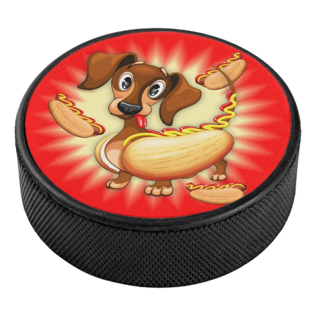 Dachshund Hot Dog Hockey Puck (3/4)